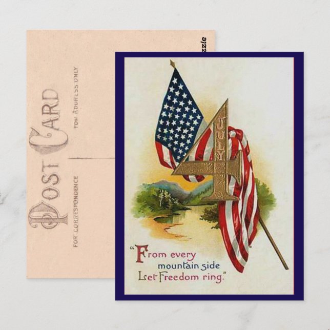 Hübscher Vintager Amerikanische Unabhängigkeitstag Postkarte (Vorne/Hinten)