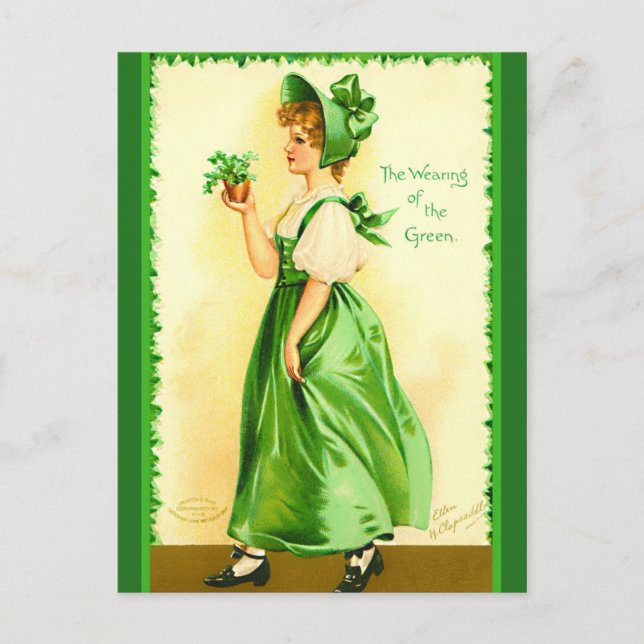 Hübscher Vintager St. Patrick's Day, Clappsadle co Postkarte (Vorderseite)