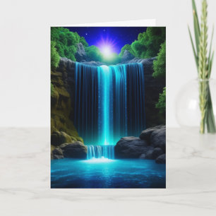 Hübscher Wasserfall bei Nacht Friedlich Geburtstag Karte