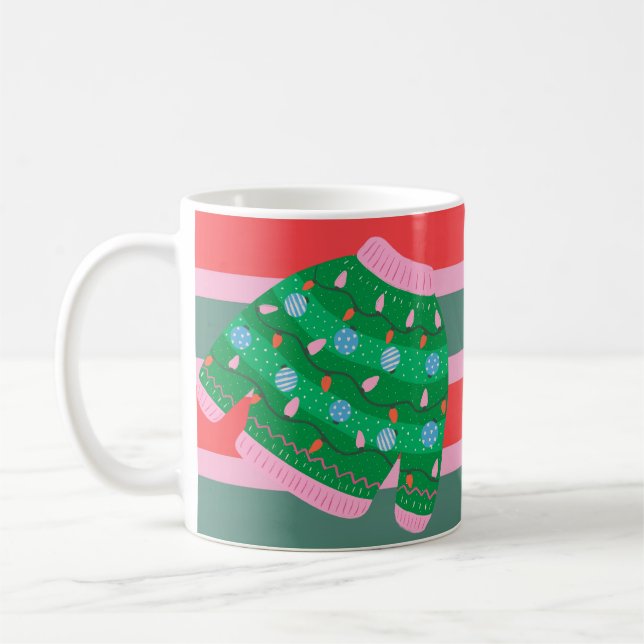 Hübscher Weihnachts-Hässlichpullover-Becher Kaffeetasse (Links)