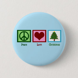 Hübscher Weihnachtsbaum Blaues Friedenszeichen Her Button