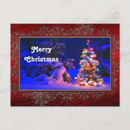 Hübscher Weihnachtsbaum Lichter Schnee Foto Weihna Postkarte