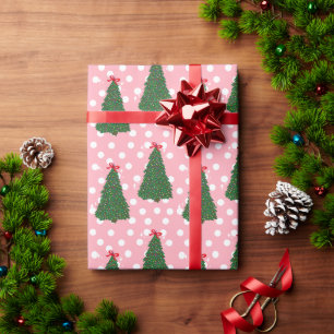 Hübscher Weihnachtsbaum Muster Urlaub Dottie Pink Geschenkpapier