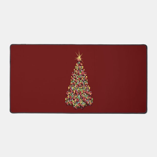 Hübscher Weihnachtsbaum Roter Hintergrund Weihnach Schreibtischunterlage (Vorderseite)