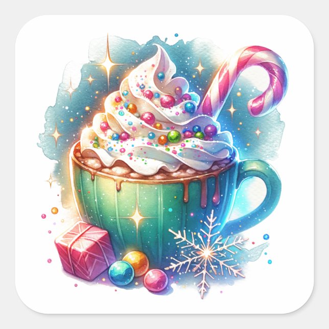 Hübscher Weihnachtskalender für Wasserfarben Quadratischer Aufkleber (Vorderseite)