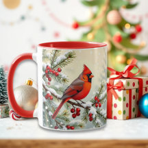 Hübscher Weihnachtskardinal und Kiefernzweige
