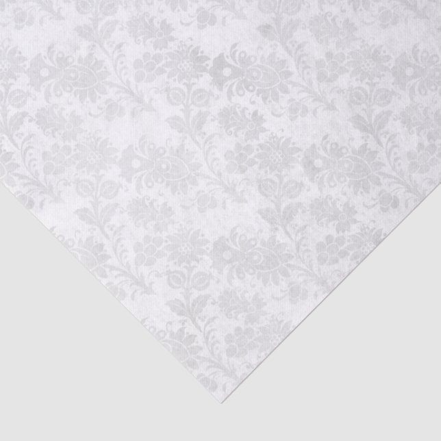 Hübscher weißer Damast Blumendruck Seidenpapier (Detail)