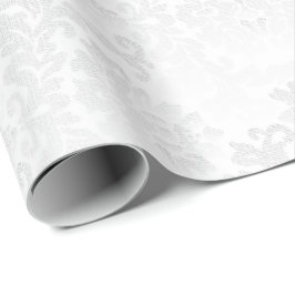 Hübscher weißer Damast-Hochzeits-mit Blumenentwurf Geschenkpapier