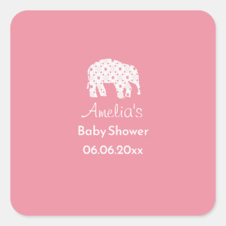 Hübscher Weißer Elefant Personalisierte Babyparty Quadratischer Aufkleber