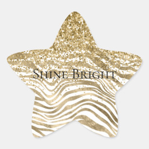 Hübscher Weißer Glitzer Zebra Print Sparkon Stern-Aufkleber
