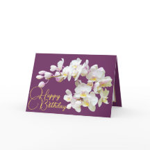 Hübscher weißer Orchid Lila Hintergrund Happy Birt
