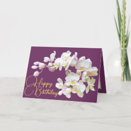 Hübscher weißer Orchid Lila Hintergrund Happy Birt Karte