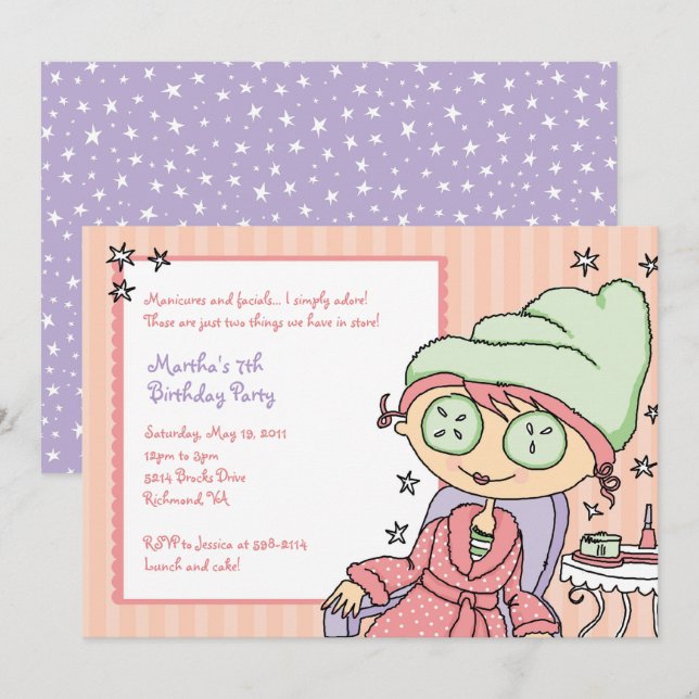 Hübscher Wellness-Center Girl Invitation Manicure  Einladung (Vorne/Hinten)