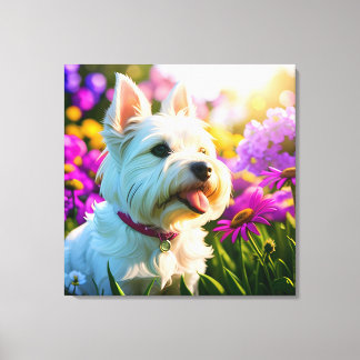 Hübscher Westie-Hund Vier Leinwanddruck