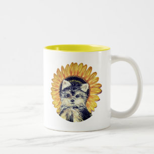 Hübscher Yorkie-Hund Zweifarben-Kaffeetasse Zweifarbige Tasse