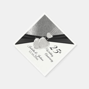 Hübsches 25-jähriges Hochzeitstil-Design Serviette