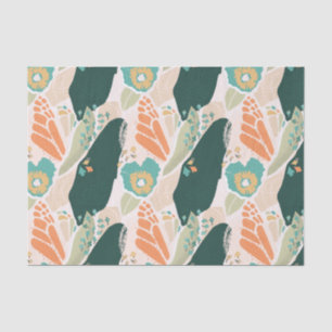 Hübsches Abstraktes Blumenmuster Aqua Green Orange Seidenpapier