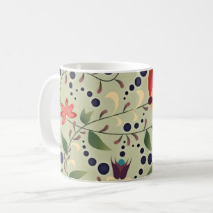 Hübsches abstraktes Blumenmuster auf Salbeigrün Kaffeetasse