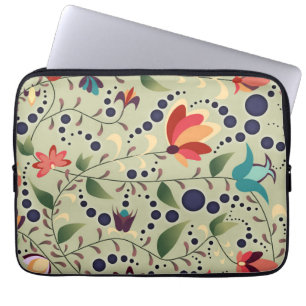 Hübsches abstraktes Blumenmuster auf Salbeigrün Laptopschutzhülle