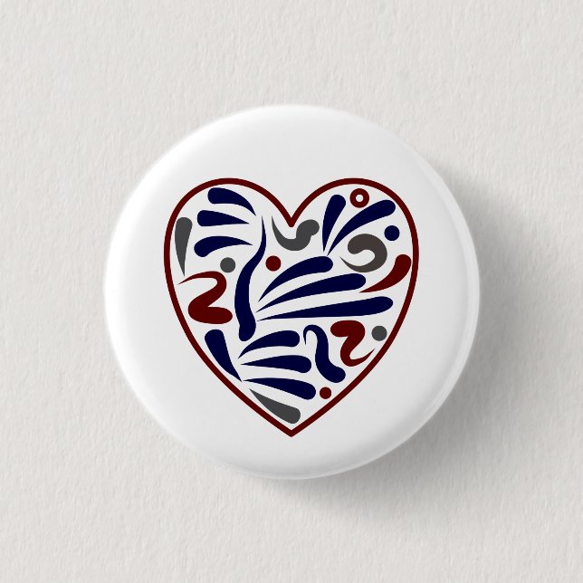 Hübsches abstraktes Herzmuster Button (Vorderseite)