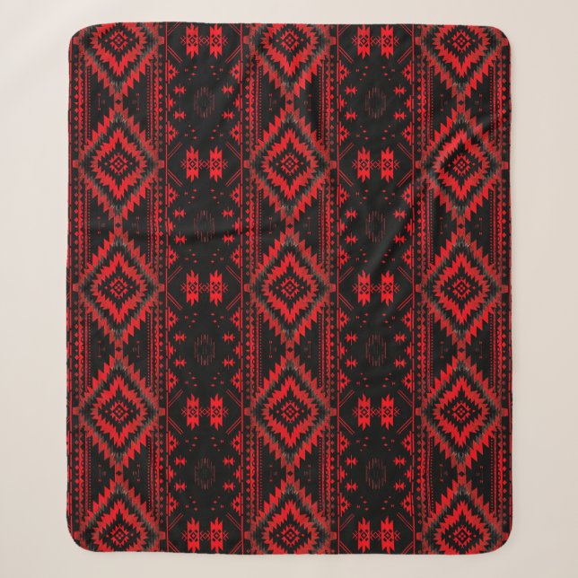 Hübsches amerikanisches Muster in Rot und Schwarz Sherpadecke (Vorderseite)