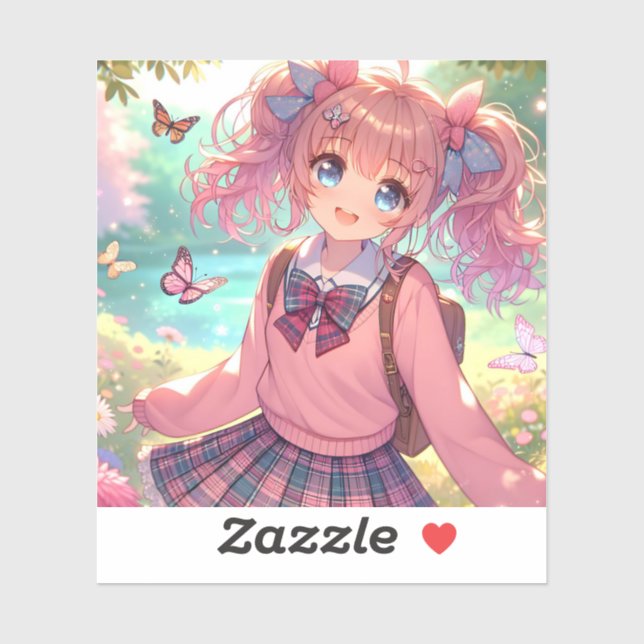 Hübsches Anime-Girl Aufkleber (Blatt)