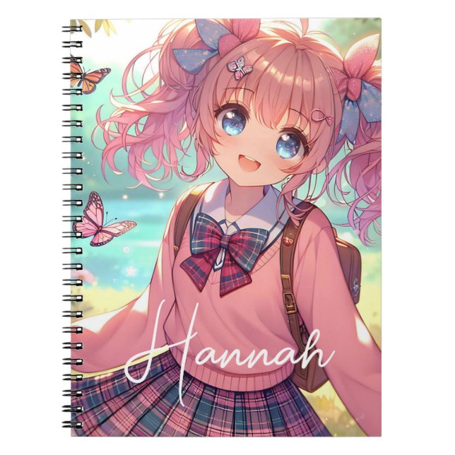 Hübsches Anime-Girl Notizblock (Vorderseite)