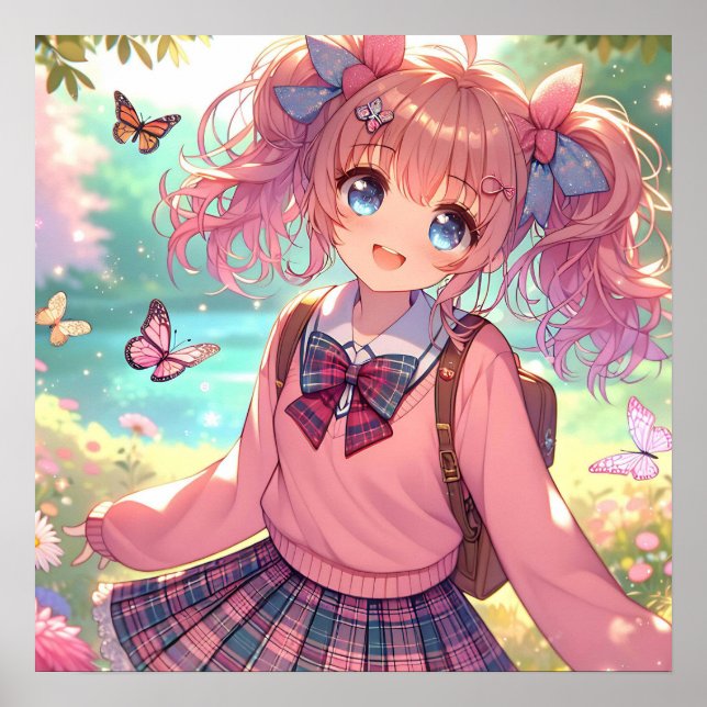 Hübsches Anime-Girl Poster (Vorne)