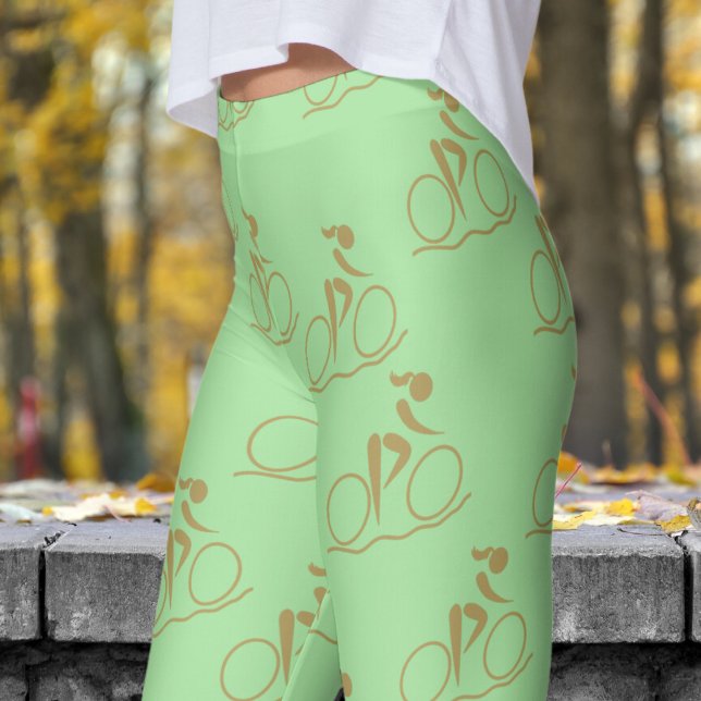Hübsches Apple Green Mountain Biking Muster Leggings (Womens Mountain Biking on Granny Apple Green)