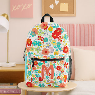 Hübsches Aqua Blue Blush Pink Rotes Blumenmuster Bedruckter Rucksack