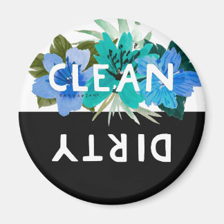 Hübsches Aqua Floral CLEAN DIRTY Geschirrspülmasch Magnet