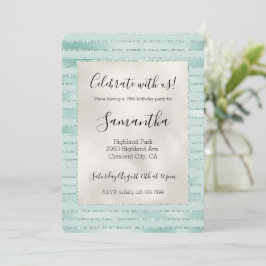 Hübsches Aqua Mint Glitzy Glitzer Einladung
