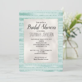 Hübsches Aqua Mint Glitzy Stripes Brautparty Einladung