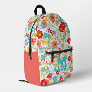 Hübsches Aquablaues Rosa Rot Florales Muster Bedruckter Rucksack