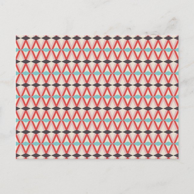 Hübsches Aquamarines Aztec Weaving Diamond-Muster Postkarte (Vorderseite)