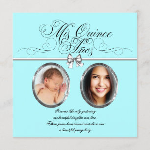 Hübsches Aquamarines Blaues Foto Quinceanera Einladung