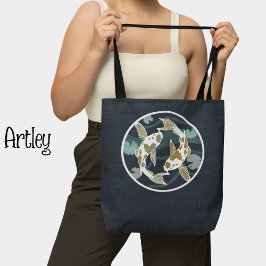 Hübsches Aquamarines und blaues Koi-Fish-Pond-Logo Tasche