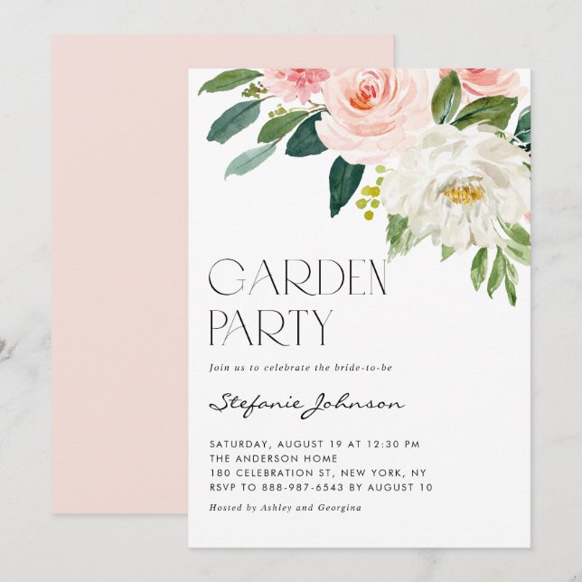 Hübsches Aquarell Blumenladen Party Einladung (Vorne/Hinten)
