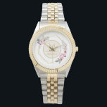 Hübsches Aquarellblumen Modernes geometrisches Mon Armbanduhr<br><div class="desc">Hübsche Aquarellblüte und geometrischer Kranz.</div>
