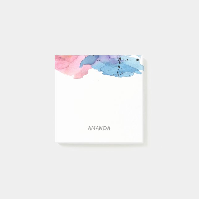 hübsches Aquarelldesign - Sonderanweisung Post-it Klebezettel (Vorderseite)