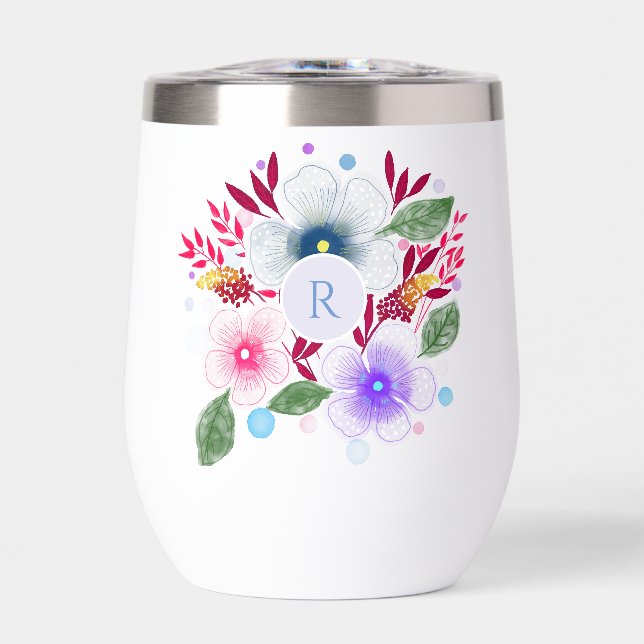 Hübsches Aquarellfarben-Bouquet Monogramm (Vorderseite)