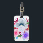 Hübsches Aquarellfarben-Bouquet Monogramm Gepäckanhänger<br><div class="desc">Hübsche personalisierte Gepäckmarke mit floraler Wasserfarbe.</div>