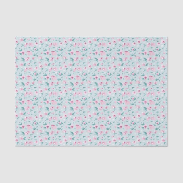 Hübsches Aquarellfarbenrosa Ditsy Floral Muster Seidenpapier (Vorderseite)