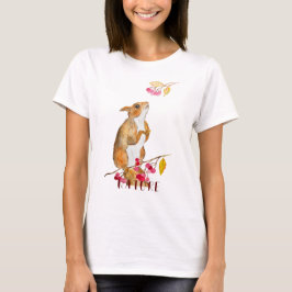 Hübsches Aquarellhörnchen auf einem Zweig mit Beer T-Shirt