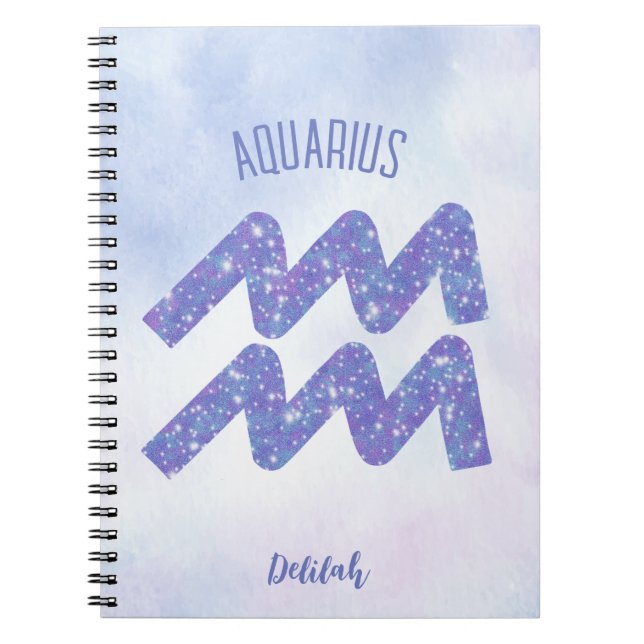 Hübsches Aquarius Astrologie Signieren Personalisi Notizblock (Vorderseite)