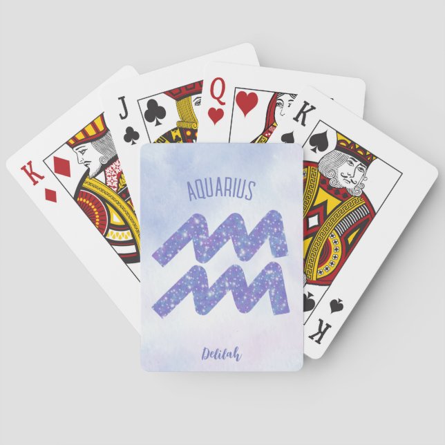 Hübsches Aquarius Astrologie Signieren Personalisi Spielkarten (Rückseite)