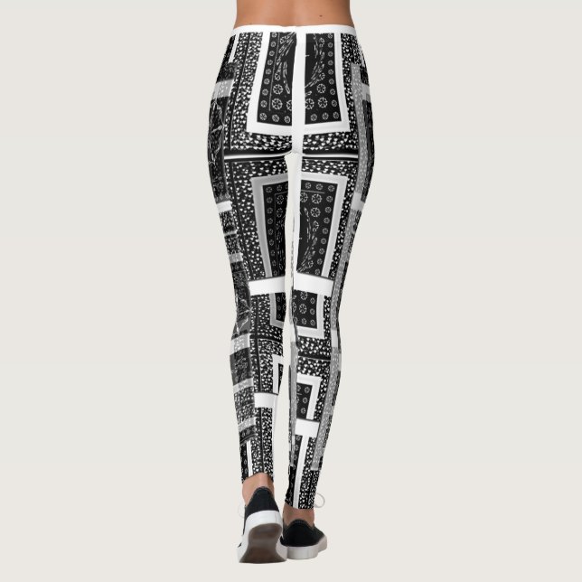 Hübsches atemberaubendes Schwarz/Weiß-Muster Leggings (Rückseite)
