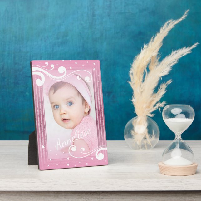 Hübsches Baby Girl-Foto mit Name Fotoplatte (Seite)