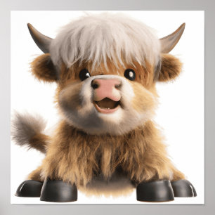 Hübsches Baby Highland Rind Poster Druck