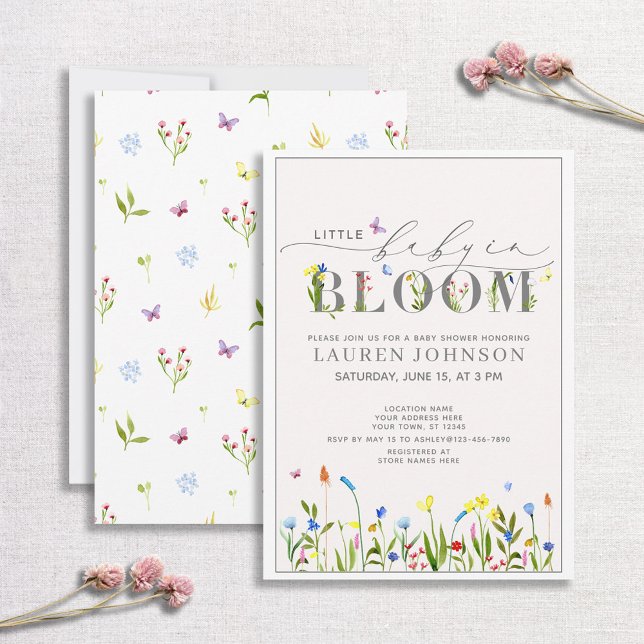 Hübsches Baby in Bloom Wildblume Girl Babydusche I Einladung (Von Creator hochgeladen)